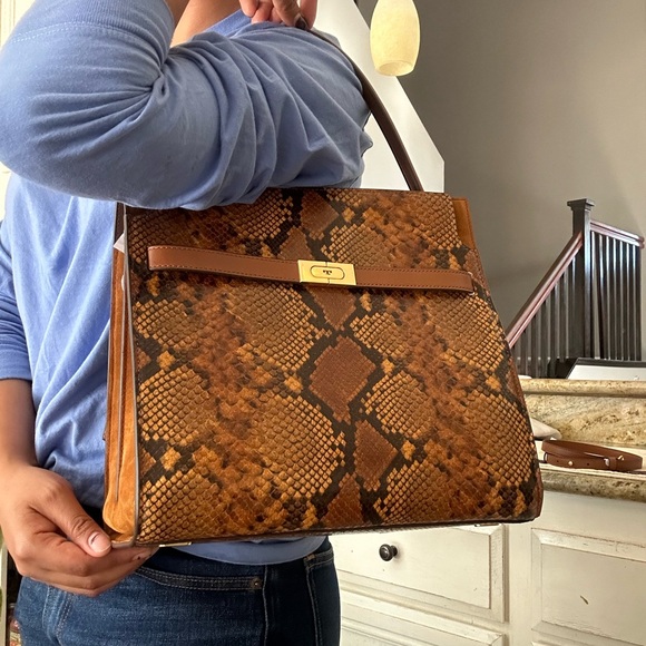 New Tory Burch Lee Radziwill Exotic Double Bag - Picture 16 of 16